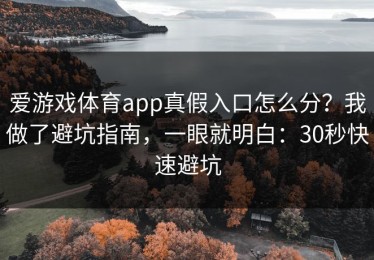 爱游戏体育app真假入口怎么分？我做了避坑指南，一眼就明白：30秒快速避坑