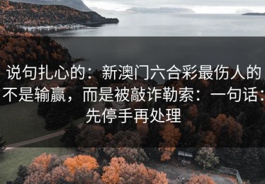 说句扎心的：新澳门六合彩最伤人的不是输赢，而是被敲诈勒索：一句话：先停手再处理
