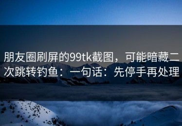 朋友圈刷屏的99tk截图，可能暗藏二次跳转钓鱼：一句话：先停手再处理