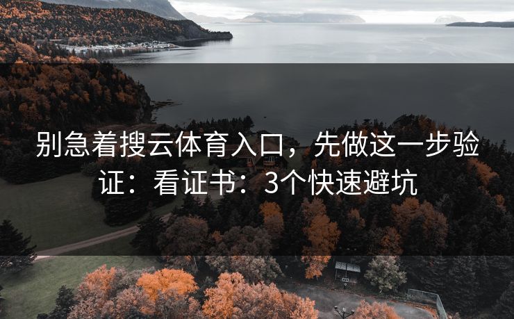 别急着搜云体育入口,先做这一步验证:看证书:3个快速避坑 别急着搜云体育入口,先做这一步验证:看证书:3个快速避坑