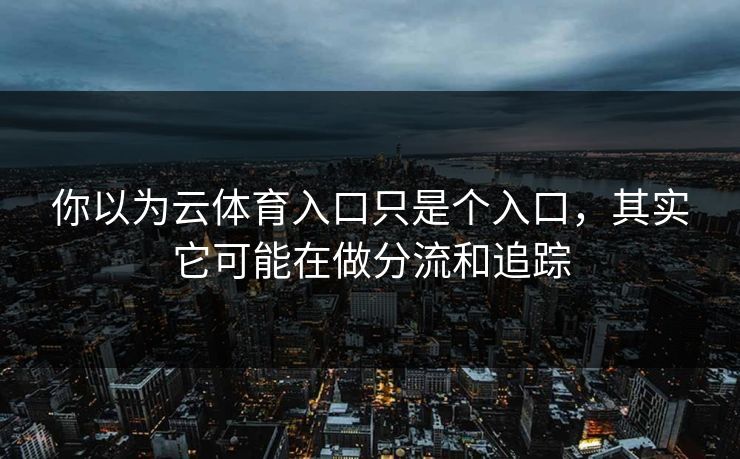 你以为云体育入口只是个入口,其实它可能在做分流和追踪 你以为云体育入口只是个入口,其实它可能在做分流和追踪