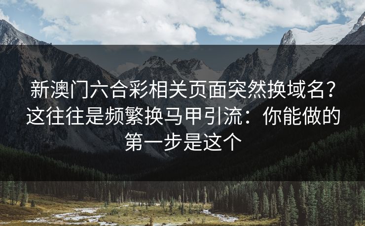 新澳门六合彩相关页面突然换域名？这往往是频繁换马甲引流：你能做的第一步是这个
